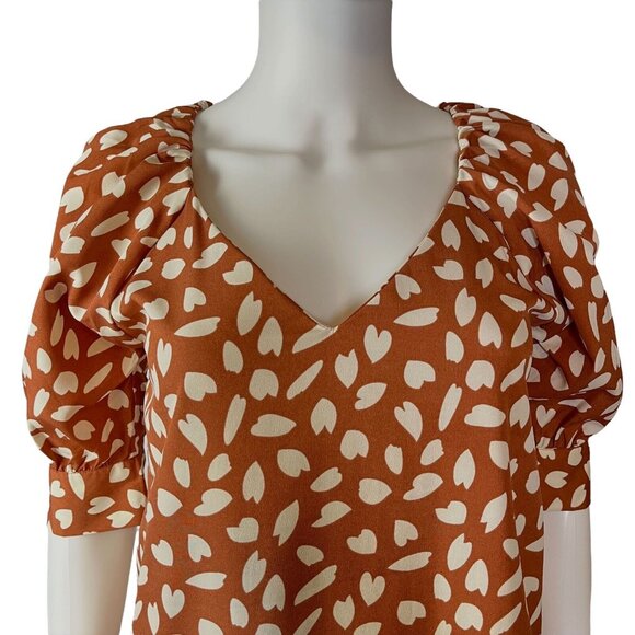 Compaña Fantastica Brown & White Print Casual Dress Womens Size‎ Small (J10217) - Picture 2 of 10